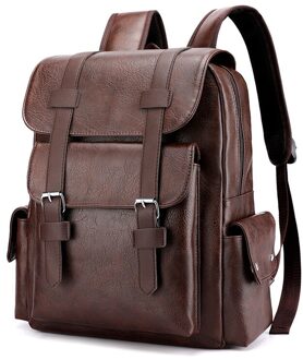 Gnwxy Koreaanse Versie College Stijl Pu Zacht Leer Rugzak Grote Capaciteit Reizen Laptop Rugzakken Voor 15.6 Inch Bruin