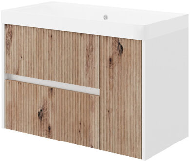 Go by Van Marcke Badkamerkast Van Marcke Friuli 80 cm Gouden Eik Met Wastafel Bruin