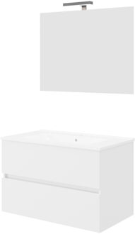 Go by Van Marcke Badkamermeubelset Van Marcke Ada Compleet Set 80 cm Glanzend Wit Met Spiegel Go by Van Marcke