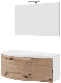 Go by Van Marcke Badkamermeubelset Van Marcke Molina Compleet Set 105 cm Glanzend Wit Gouden Eiken Met Spiegel Go by Van Marcke