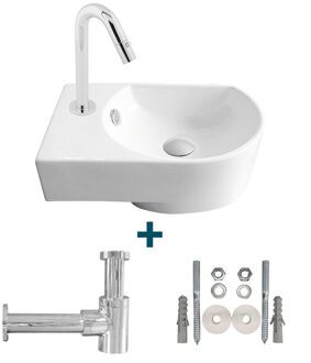 Go by Van Marcke Flexy fonteinset links 41x27x142cm inclusief koudwaterkraan en sifon porselein wit sw10735/sw21230/sw290278/sw291117/sw293011/