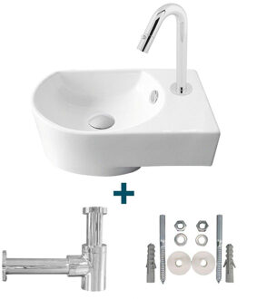 Go by Van Marcke Flexy fonteinset rechts 41x27x142cm inclusief koudwaterkraan en sifon porselein wit sw10735/sw21230/sw290278/sw291030/sw293011/