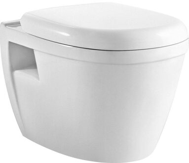 Go by Van Marcke Foglia PACK hangtoilet 52x36x34cm spoelrandloos porselein wit met dunne softclose en takeoff zitting YGZ-3101 Wit glans