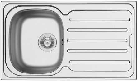 Go by Van Marcke Go Callisto spoeltafel 860 x 500 mm D92 mm met 1 bak roestvrij staal gepolijst sifon enkel plaatsbesparend plug met overloop inoxclean staaltje 50ml