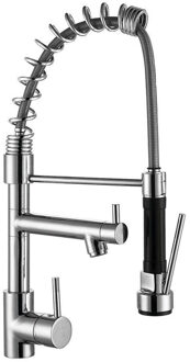 Go by Van Marcke Go Cuisina II semiprofessionele keukenkraan met sproeier en beweegbare bek 48 cm waterbesparend uittrekbare sproeier keramische schijven inclusief flexibele slangen en bevestigingsset