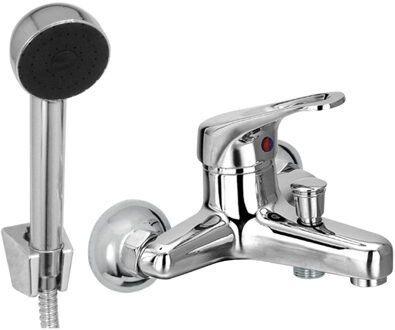 Go by Van Marcke Go Flow eengreepsmengkraan baddouche compleet inclusief handdouche hartafstand 15 cm keramische schijven inclusief rozetten en Skoppelingen