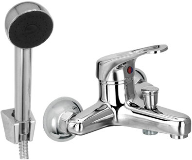 Go by Van Marcke Go Flow eengreepsmengkraan baddouche compleet inclusief handdouche hartafstand 15 cm keramische schijven inclusief rozetten en Skoppelingen