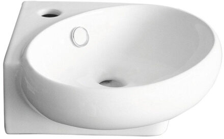 Go by Van Marcke Go Happy handenwasser 36x38.5x13.5 cm porselein wit met doorgestoken kraangat met verchroomd overloopafdekkapje wandbevestiging mogelijk