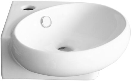 Go by Van Marcke Go Happy handenwasser 36x38.5x13.5 cm porselein wit met doorgestoken kraangat met verchroomd overloopafdekkapje wandbevestiging mogelijk