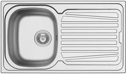 Go by Van Marcke Go Hypero spoeltafel 860 x 500 mm D92 mm met 1 bak roestvrij staal satijn sifon enkel plaatsbesparend plug met overloop