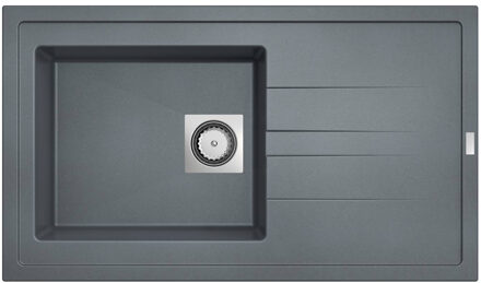 Go by Van Marcke Go Molto inbouwspoeltafel composiet met 1 bak met afdruip 860 x 500 mm met vierkante manuele plug omkeerbaar grijs onderkast 50 cm