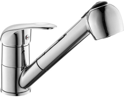 Go by Van Marcke Go Surf eengreepsmengkraan keuken met uittrekbare sproeier waterbesparend mobiele bek keramische schijven inclusief flexibele slangen en bevestigingsset