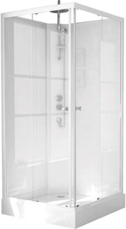 Go by Van Marcke Khone III compleet gesloten douchecabine 80x80cm vierkant 2 schuifdeuren SKU 223287 Wit