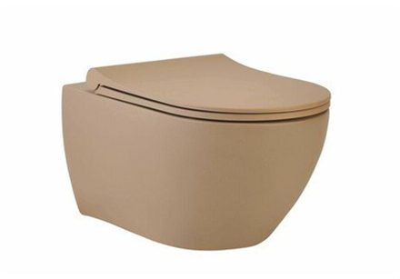 Go by Van Marcke wandtoilet - 53x36x35cm - met softclose & quickrelease zitting - porselein mat latte Latte mat