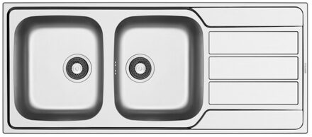 Go by Van Marcke Wastafel Inbouwspoel 2 Bakken Go By Van Marcke Sofia 116x50Cm RVS