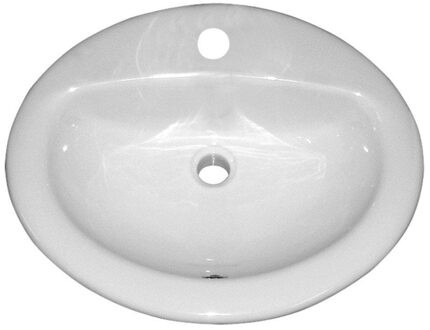 Go by Van Marcke Wastafel VM Isifix Isicentro 51x44cm Porselein Inbouw Wit Met Overloop