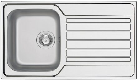 Go Charon spoeltafel 86 x 50 cm 92 met 1 bak met afvoerplug en sifon inclusief roestvrij staal gepolijst