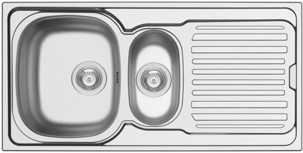 Go Hypero spoeltafel 1000 x 500 mm D92 mm met 15 bakken roestvrij staal satijn sifon dubbel plaatsbesparend plug met overloop plug zonder overloop