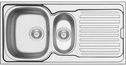 Go Hypero spoeltafel 1000 x 500 mm D92 mm met 15 bakken roestvrij staal satijn sifon dubbel plaatsbesparend plug met overloop plug zonder overloop