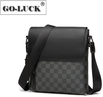 GO-LUCK Brand Design Men Crossbody Shoulder Bag Leather Messenger Bags Classic Business OL Ipad Pack
