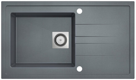 Go Molto inbouwspoeltafel composiet met 1 bak met afdruip 860 x 500 mm met vierkante manuele plug omkeerbaar grijs onderkast 50 cm