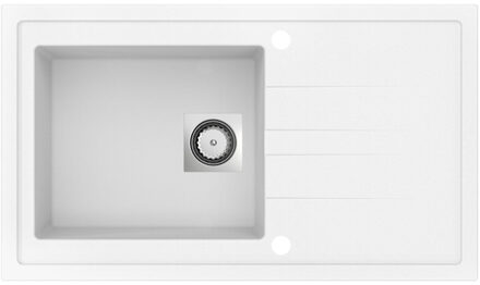 Go Molto inbouwspoeltafel composiet met 1 bak met afdruip 860 x 500 mm met vierkante manuele plug omkeerbaar wit onderkast 50 cm