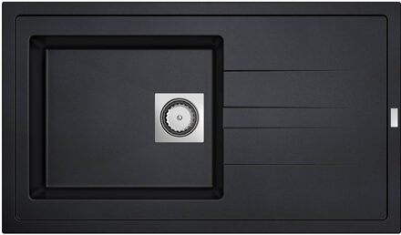Go Molto inbouwspoeltafel composiet met 1 bak met afdruip 860 x 500 mm met vierkante manuele plug omkeerbaar zwart onderkast 50 cm