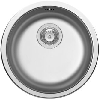 Go Oberon spoeltafel 450 mm D92 mm rond roestvrij staal gepolijst sifon enkel plaatsbesparend plug met overloop