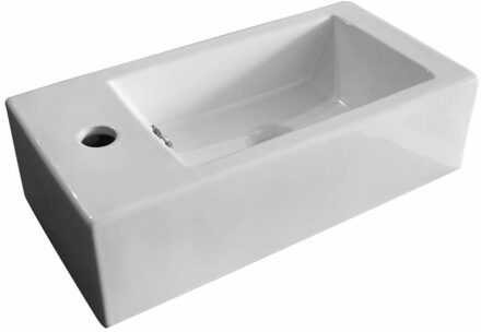 Go Recto fontein rechthoekig 24.5x50x12 cm porselein 1 kraangat met overloop wit