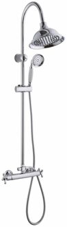 Go Retro douchesysteem rond regendouche handdouche thermostatische kraan chroom look