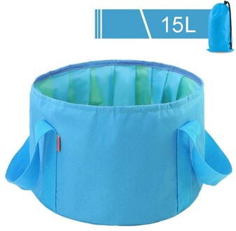 GOALONE 15L Inklapbare Voet Wastafel Draagbare Duurzaam Camping Water Emmer Opvouwbare Reizen Voetbad Wastafel met Draagtas lucht blauw