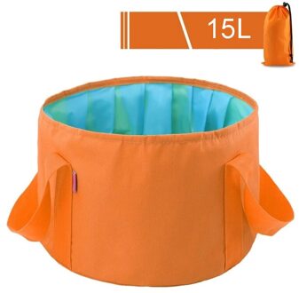 GOALONE 15L Inklapbare Voet Wastafel Draagbare Duurzaam Camping Water Emmer Opvouwbare Reizen Voetbad Wastafel met Draagtas Oranje