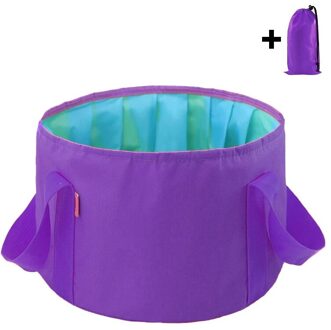 GOALONE 15L Inklapbare Voet Wastafel Draagbare Duurzaam Camping Water Emmer Opvouwbare Reizen Voetbad Wastafel met Draagtas Paars