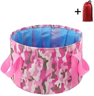 GOALONE 15L Inklapbare Voet Wastafel Draagbare Duurzaam Camping Water Emmer Opvouwbare Reizen Voetbad Wastafel met Draagtas Roze