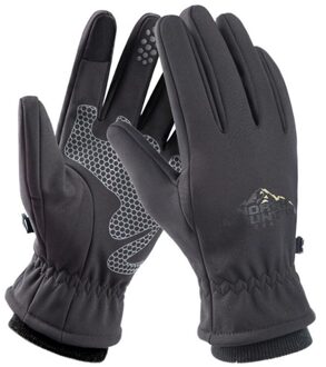 Gobygo Fietsen Handschoenen Volledige Vinger Zachte Huidvriendelijke Waterdicht Efficiënte Warmte Met Fluwelen Binnenkant Sport Rijden Handschoenen grijs / M