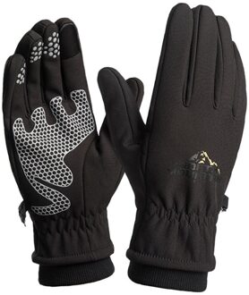 Gobygo Fietsen Handschoenen Volledige Vinger Zachte Huidvriendelijke Waterdicht Efficiënte Warmte Met Fluwelen Binnenkant Sport Rijden Handschoenen zwart / L