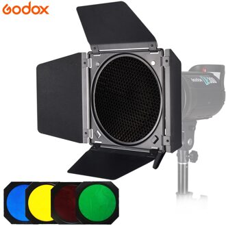 Godox BD-04 Bowens Mount Schuur Deur Met Honeycomb Grid + 4 Kleur filter Kits Voor SK400ii DE400 DE300 QS400 QS60 studio Flash