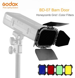 Godox BD-07 Schuurdeur met Afneembare Honeycomb Grid en 4 Kleur Gel Filters voor Godox AD200 Pocket Speedlite