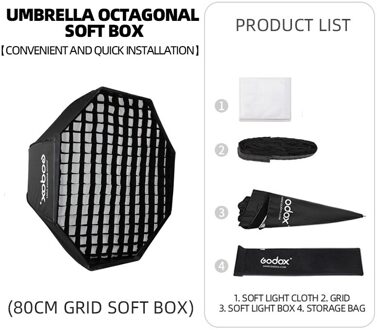 Godox Softbox 80/90/95/120Cm Octagon Umbrella Softbox Brolly Reflector Voor Studio Studio Flash speedlite 80cm met rooster