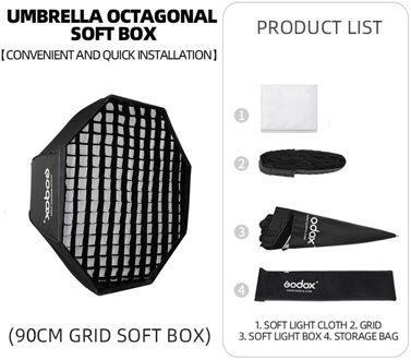 Godox Softbox 80/90/95/120Cm Octagon Umbrella Softbox Brolly Reflector Voor Studio Studio Flash speedlite 90cm met rooster