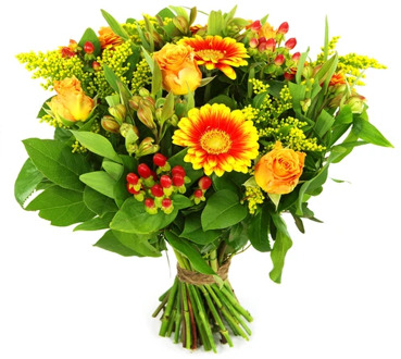 Goed bezig boeket geel oranje