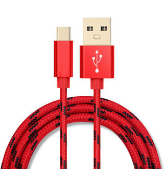 Goede 3A Usb Type C Kabel Voor Samsung Xiao Mi Rode Mi Note 7 Mi 9 T Snelle Oplaadsnoer USB-C Charger Mobiele Telefoon Usb C Type-C Kabel rood / 2M