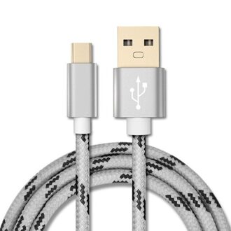 Goede 3A Usb Type C Kabel Voor Samsung Xiao Mi Rode Mi Note 7 Mi 9 T Snelle Oplaadsnoer USB-C Charger Mobiele Telefoon Usb C Type-C Kabel zilver / 1M