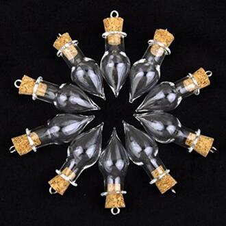 Goedkope 10 Stks/set Tiny Rain Kleine Glazen Flessen Potten Met Kurk Diy Ketting Hanger Tiny Glazen Fles Jar Voor deco MS060