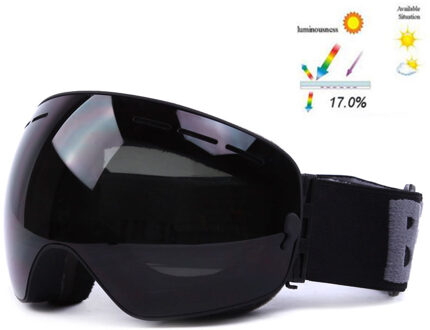 GOG-3100 Dubbele Lagen UV400 Anti-Fog Gepolariseerde Ski Bril Voor Mannen Vrouwen Grote Ski Masker Bril Voor Skiën Helm sneeuw Snowboard alle zwart