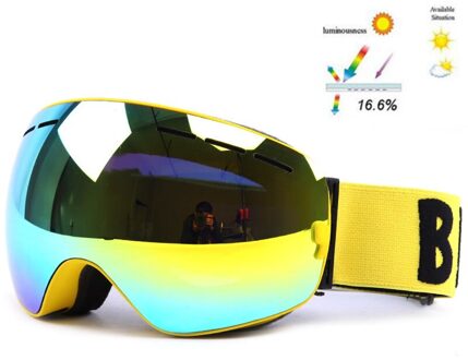 GOG-3100 Dubbele Lagen UV400 Anti-Fog Gepolariseerde Ski Bril Voor Mannen Vrouwen Grote Ski Masker Bril Voor Skiën Helm sneeuw Snowboard kader geel
