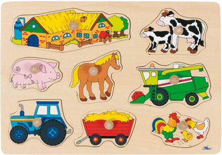 Goki 8-delige Houten Puzzel Boerderij