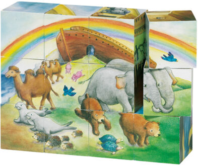 Goki Ark van Noach houten blokkenpuzzel, 12 blokken
