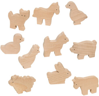 Goki Blank Houten Boerderijdieren 10 Stuks