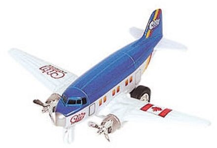 Goki Blauw vliegtuig met terugtrekmotor